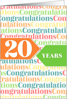 Employee Anniversary 20 Years - Colorful Congratulations Pattern card