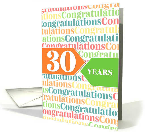 Employee Anniversary 30 Years - Colorful Congratulations Pattern card