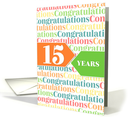 Employee Anniversary 15 Years - Colorful Congratulations Pattern card