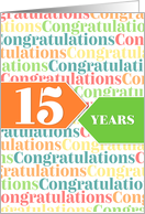 Employee Anniversary 15 Years - Colorful Congratulations Pattern card