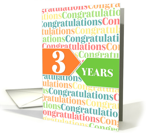 Employee Anniversary 3 Years - Colorful Congratulations Pattern card