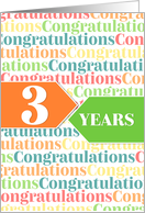 Employee Anniversary 3 Years - Colorful Congratulations Pattern card