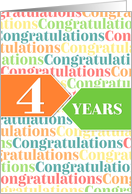 Employee Anniversary 4 Years - Colorful Congratulations Pattern card