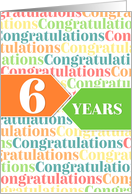 Employee Anniversary 6 Years - Colorful Congratulations Pattern card