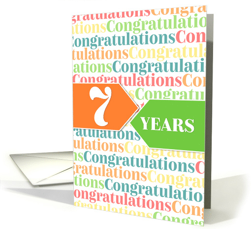 Employee Anniversary 7 Years - Colorful Congratulations Pattern card