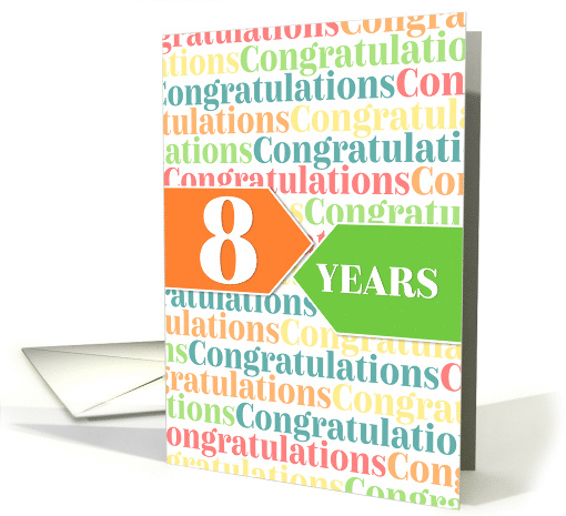 Employee Anniversary 8 Years - Colorful Congratulations Pattern card
