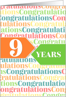 Employee Anniversary 9 Years - Colorful Congratulations Pattern card