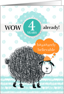 Employee Anniversary 4 Years - Fun Sheep Illustration card