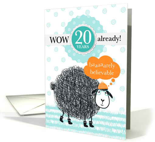 Employee Anniversary 20 Years - Fun Sheep Illustration card (1537606)