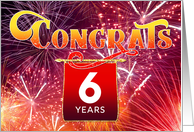 Employee Anniversary 6 Years - Celebration Fireworks card