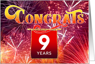 Employee Anniversary 9 Years - Celebration Fireworks card