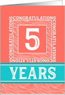 Employee Anniversary 5 Years - Decorative Coral Turquoise card