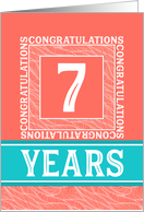 Employee Anniversary 7 Years - Decorative Coral Turquoise card