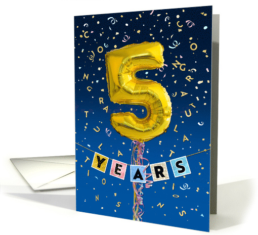Employee Anniversary 5 Years - Gold Balloon Numbers card (1562610)