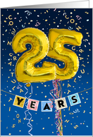 Employee Anniversary 25 Years - Gold Balloon Numbers card