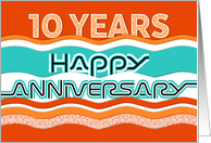 Employee Anniversary 10 Years Colorful Waves card