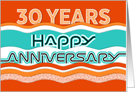 Employee Anniversary 30 Years Colorful Waves card