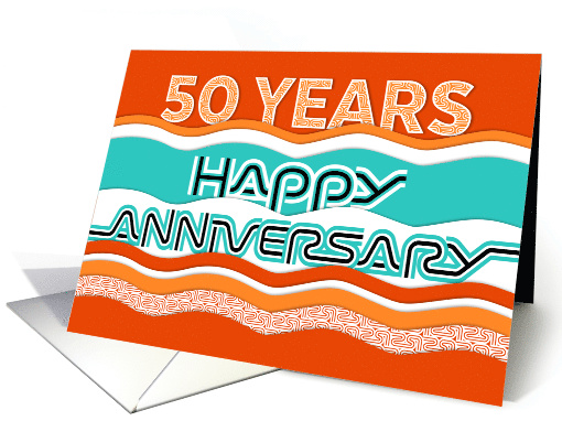 Employee Anniversary 50 Years Colorful Waves card (1581112)