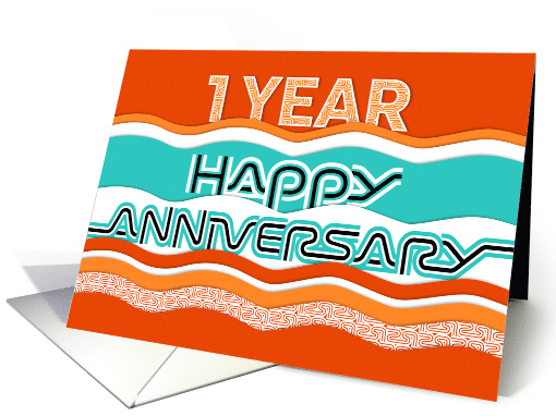 Employee Anniversary 1 Year Colorful Waves card (1581114)