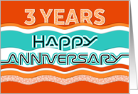 Employee Anniversary 3 Years Colorful Waves card