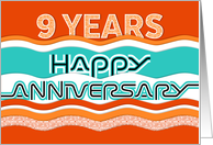 Employee Anniversary 9 Years Colorful Waves card