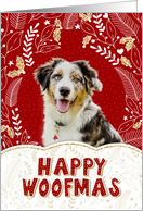 Happy Woofmas Australian Sheepdog Puppy Christmas card