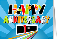 Employee Anniversary 1 Year Bright Bold and Fun card