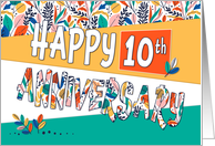 Employee 10th Anniversary Bright Colors and Pattern card