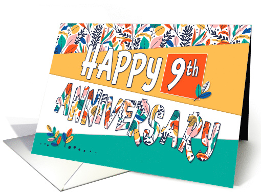 Employee 9th Anniversary Bright Colors and Pattern card (1640576)