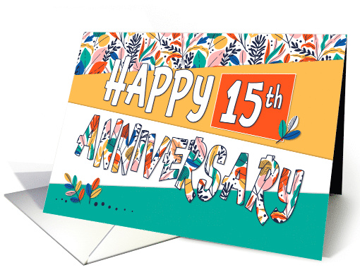 Employee 15th Anniversary Bright Colors and Pattern card (1640578)