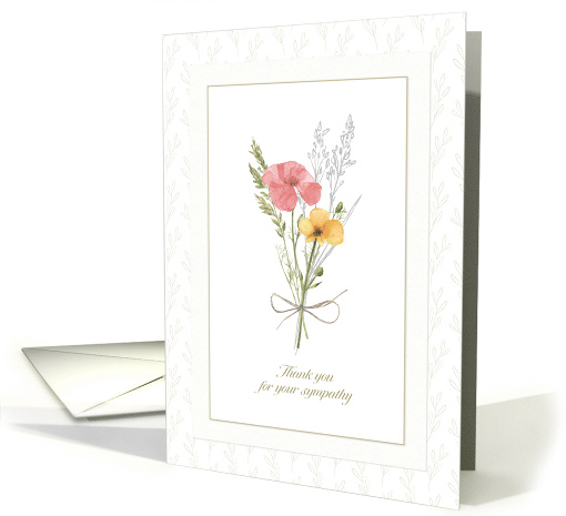 Thank You For Your Sympathy Pressed Watercolor Flowers Effect card