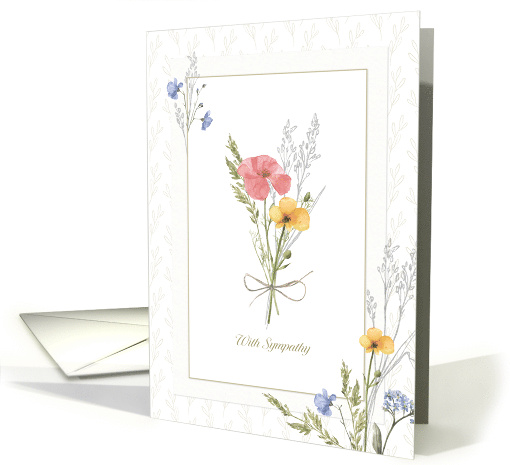 With Sympathy Pressed Watercolor Flowers Effect card (1644896)