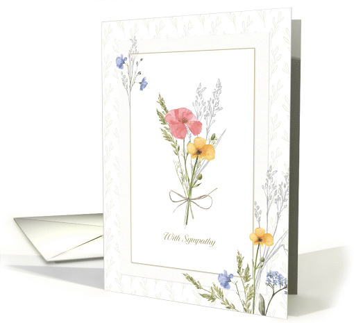 With Sympathy Pressed Watercolor Flowers Effect card (1644896)