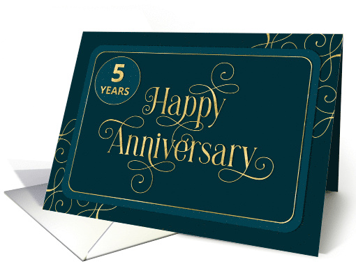 Employee 5th Anniversary Jade Swirly Font Corporate card (1651174)