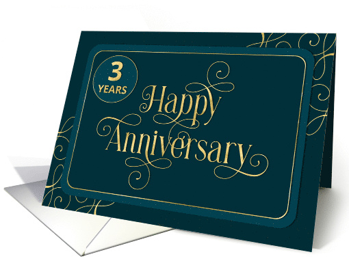Employee 3rd Anniversary Jade Swirly Font Corporate card (1651636)