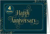 Employee 4th Anniversary Jade Swirly Font Corporate card