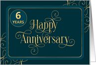 Employee 6th Anniversary Jade Swirly Font Corporate card