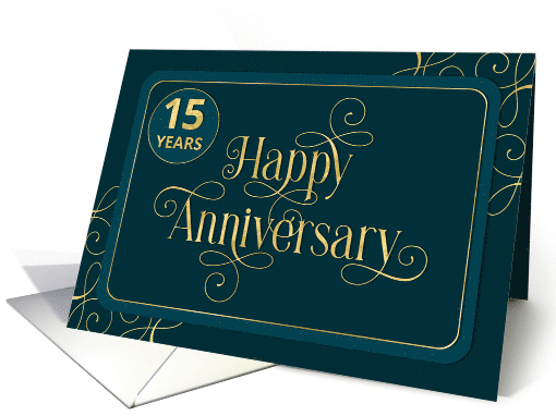 Employee 15th Anniversary Jade Swirly Font Corporate card (1651650)