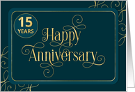 Employee 15th Anniversary Jade Swirly Font Corporate card