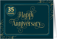 Employee 35th Anniversary Jade Swirly Font Corporate card