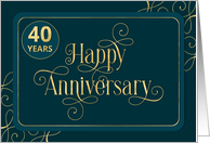 Employee 40th Anniversary Jade Swirly Font Corporate card