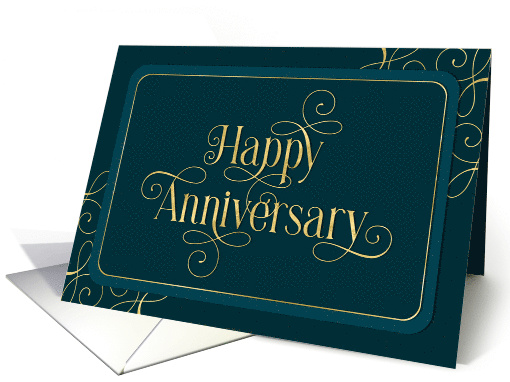 Employee Anniversary Jade Swirly Font Corporate card (1651666)