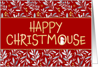 Fun Red Patterned Tiny Mouse Christmas card