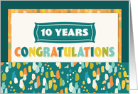 Employee 10th Anniversary Colorful Congratulations card