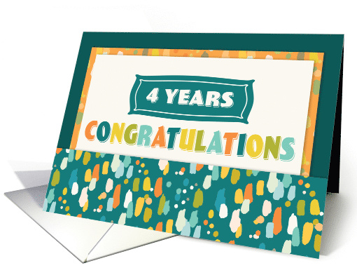 Employee 4th Anniversary Colorful Congratulations card (1662638)