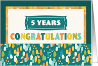Employee 5th Anniversary Colorful Congratulations card