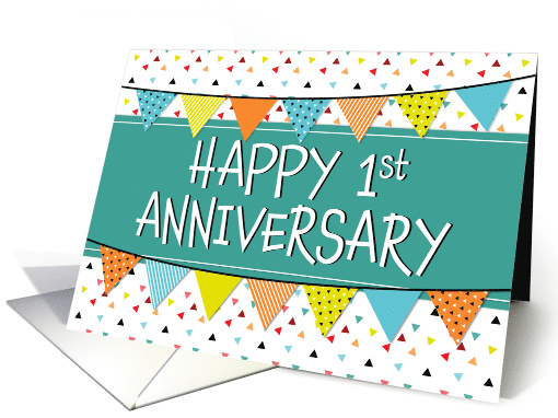 Employee 1st Anniversary Colorful Triangles card (1666892)