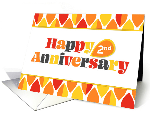 Employee 2nd Anniversary Bright Colors Red Orange Yellow card