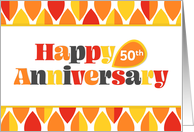 Employee 50th Anniversary Bright Colors Red Orange Yellow card