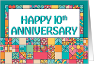 Employee 10th Anniversary Bright Squares Pattern card